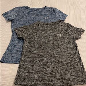 Under Armour Women's Blue and Gray Short Sleeve Tees- Heat gear